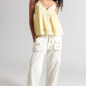 Free People White Cargo Pants, size small